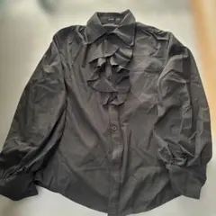 ブラウス　シャツ　フリル　黒　xs レディース