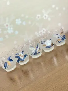 お値下げしました！未使用　和柄　レトロ　冷茶　冷酒　グラス5点セット
