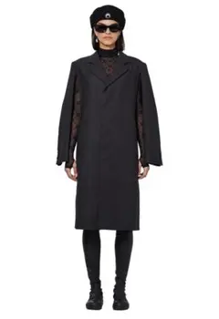 美品 MM6メゾンマルタンマルジェラ ベルト付きウールコート 膝丈 黒36 mm6 マルジェラ（レディースコート、ジャケット