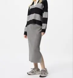 ユニクロ　スムースコットンブレンドスカート　グレー　Mサイズ