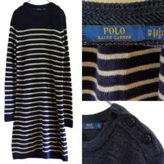 美品 ポロラルフローレン ワンピース ボーダー 夏 秋 ライン 膝丈