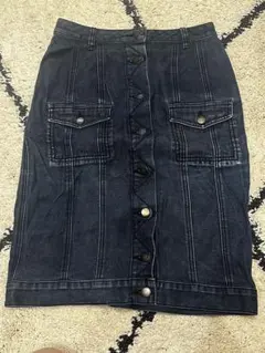 アバハウス　ダークデニム タイトスカート ボタンフロント