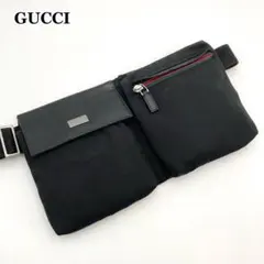 激レア！極美品✨ GUCCI ボディバッグ ナイロン 黒 シェリーライン ロゴ