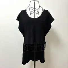 &.NOSTALGIAブラック Vネック ノースリーブ トップスMジレ