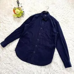 ユニクロ　長袖シャツ　(S)　紺　綿100　カジュアル　コーデュロイ