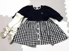 美品　petit main ワンピース タイツセット　入園式などにも