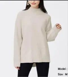 GU パフィータッチハイネックチュニック S ベージュ