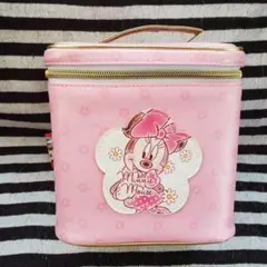 新品*ミニーちゃん*バニティ*花柄×チェック*バッグ*ピンク×ゴールド*カバン