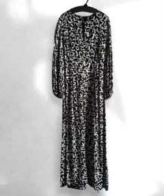 ZARA ロングワンピース/ロングドレス/抽象柄/白黒　M