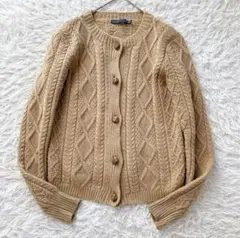 ラルフローレン　ケーブルニット　カーディガン　カシミヤ　胡桃ボタン　キャメル