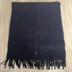 美品 ポロラルフローレン マフラー　ネイビーマルチポニー　ロゴ刺繍 イタリア製
