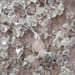 ローズクォーツ&アクアマリン　パワーストーン　ストラップ　人形