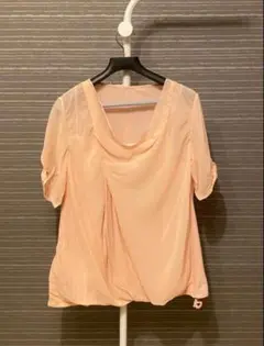 ピンク 半袖 ドレープデザイン ブラウス