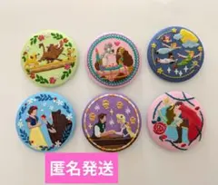 ディズニー刺繍缶バッチ　６個セット
