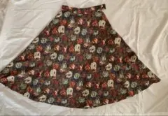 昭和レトロ　花柄　フレアロングスカート