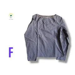 【各種割引】IENA 日本製 チェック 長袖 ブラウス シャツ ブルー F