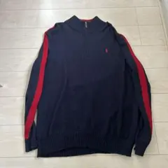 POLO Ralph Lauren ハーフジップ　紺/赤