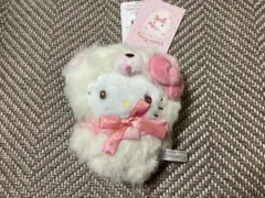 サンリオ　ふわもさ　ハローキティ　マスコットホルダー　ぬいぐるみキーホルダー
