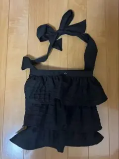 apres jour フリル付きブラックトートバッグ