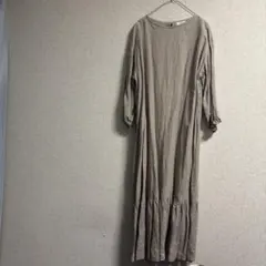 イレーヴ YLEVE リネンロングシャツワンピース 麻100% 赤 ボルドー