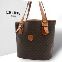 お買い得 セリーヌ トートバッグ マカダム バケツ型　PVC レザー　ブラウン