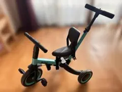 【美品】BTM 三輪車 グリーン 手押し棒付き