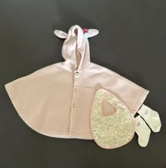 KP ウサ耳ポンチョ、スタイ、ソックスセット