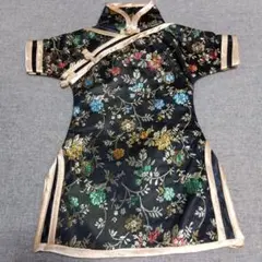 ワインボトルカバー　チャイナ服　黒い花柄刺繍