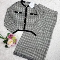 未使用 タグ付 現行 M プラステ 金ボタン ノーカラー セットアップ グレー