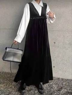 SHEINFRIFLUベロアフリルワンピースM新品