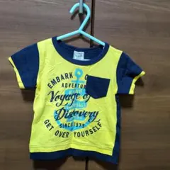 イエロー ネイビー プリントTシャツ