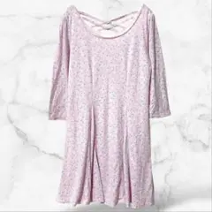 【ナイスクラップ】7分袖カットソーミニワンピース 花柄 ラティスバッグ 春秋