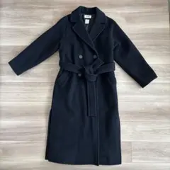 SNIDEL黒 ウール ダブルブレスト ロングウールコート