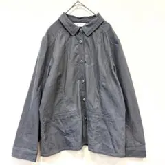 里麻　シャツ　ブラウス　チャコールグレー　ゆったりシルエット　リネン混　M