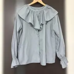 earth music&ecology フリル付き長袖ブラウス