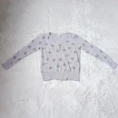 ROPE PICNIC ヘンリーネック 花柄 ニット グレー M【C121】