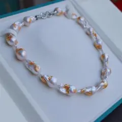 天然淡水パール バロックパール ネックレス 大粒 13mm 金箔貼り 6月誕生石