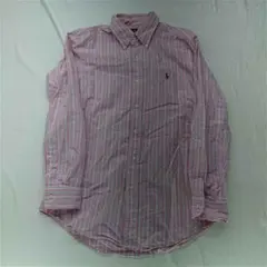 &ラルフローレン カスタムフィット ストライプシャツ ピンク系 メンズ M