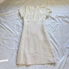 【美品】ラウンドネック 半袖 ひざ丈ワンピース　ドレス　オケージョン