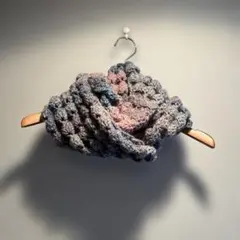 立体編みスヌード グレー ピンク シエナ