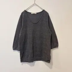 .shuca グローバルワーク　七分袖ニット　無地 灰色　グレー Lのサムネイル