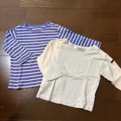 futa futa 長袖 ／紫と白のストライプ Tシャツ 80サイズ