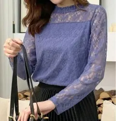 レース シアー素材 ロングTシャツ スクエアー×Ｖネック前後２ＷＡＹタンクトップのサムネイル