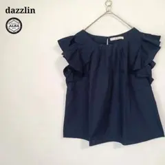 dazzlin　ダズリン　ブラウス　シャツ　プルオーバー　フリル袖　紺　ネイビー