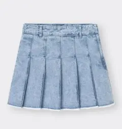 GU プリーツ　デニムスカート　ローウエスト　ブルー　　ミニスカート　Lサイズ