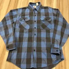USA製　80s Prentiss プレンティス　ヘビー　ネルシャツ 青×黒