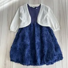 綺麗 組曲 キッズ ドレス ワンピース 130 ネイビー 薔薇 立体 フリル