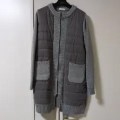 グレー ジップアップ ロングコート