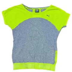 PUMA レディース 半袖 ヨガウェア Sサイズ グレー×イエロー