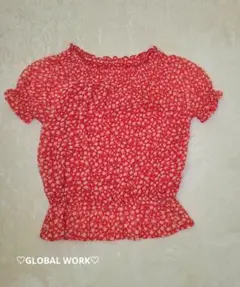 ♡GLOBAL WORK♡　花柄パフスリーブ半袖カットソー　Lサイズ